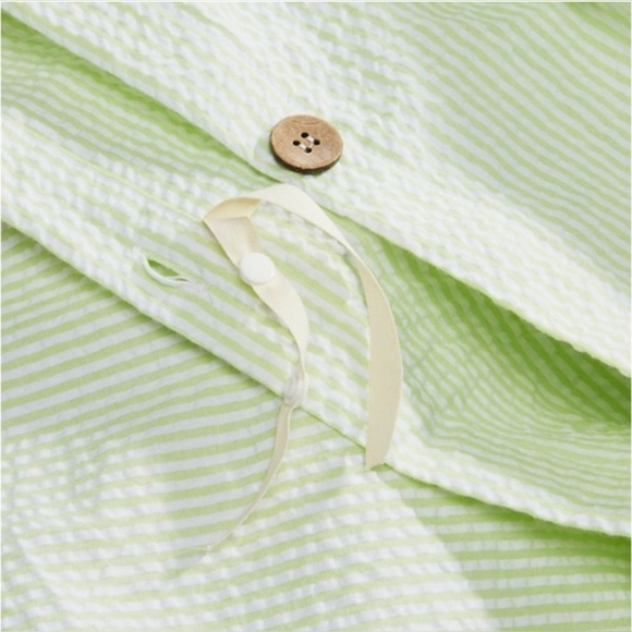 NWT - AQUA Gingham Queen Green Duvet Cover Set - Picture 2 of 5